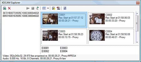 Окно Проводника XDCAM
